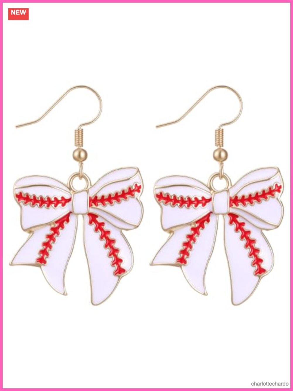 Baseball Bow Stud Earrings Acrylic Zinc Alloy Women's Jewelry